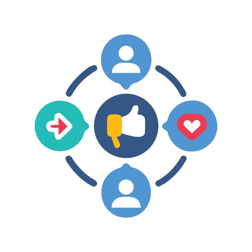 Social network collaboration, interaction, and feedback engagement icon vector