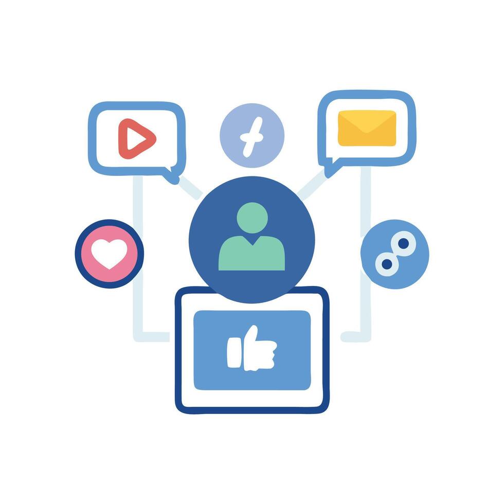 Colorful digital marketing network concept for online engagement vector