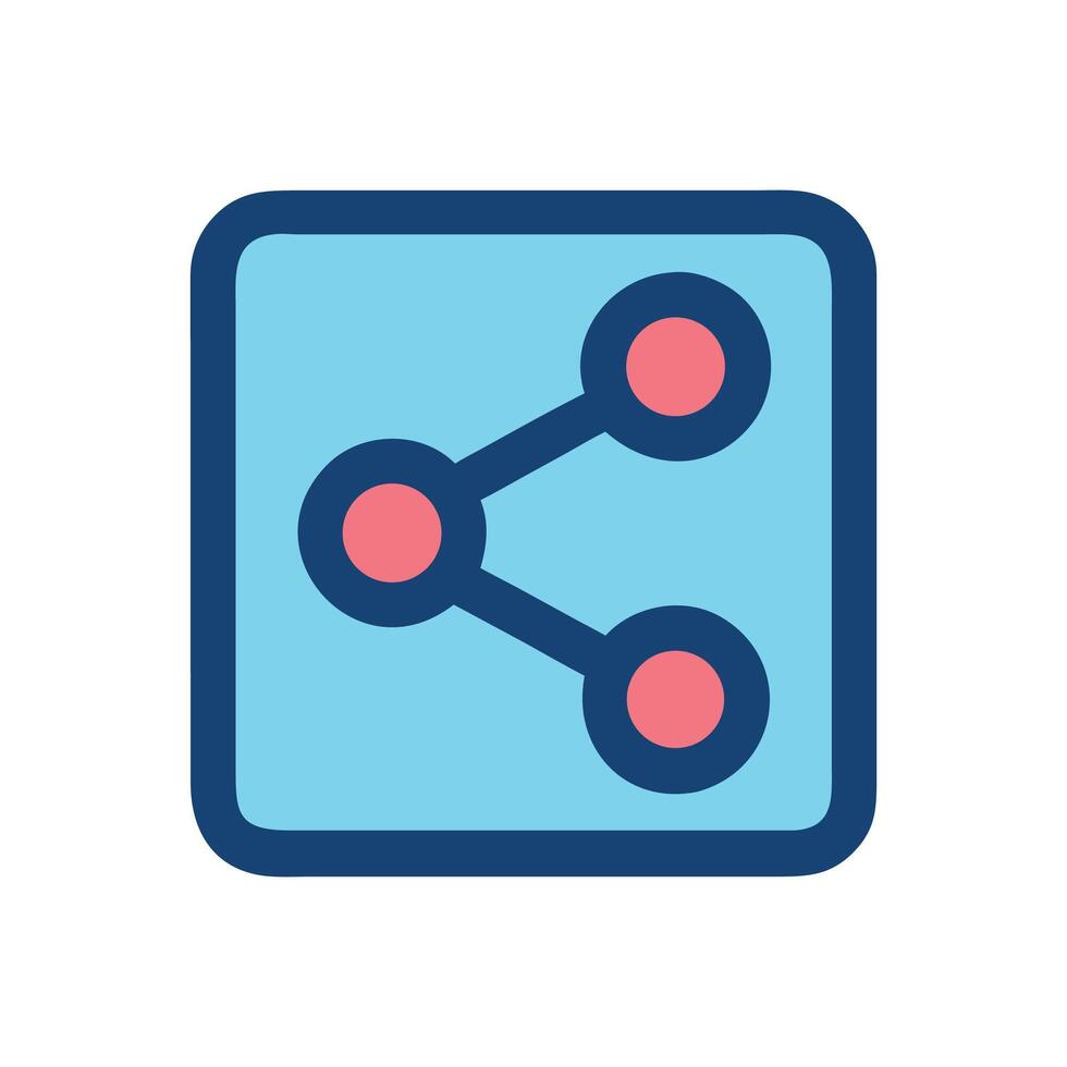 Share icon in square frame, blue and salmon vector