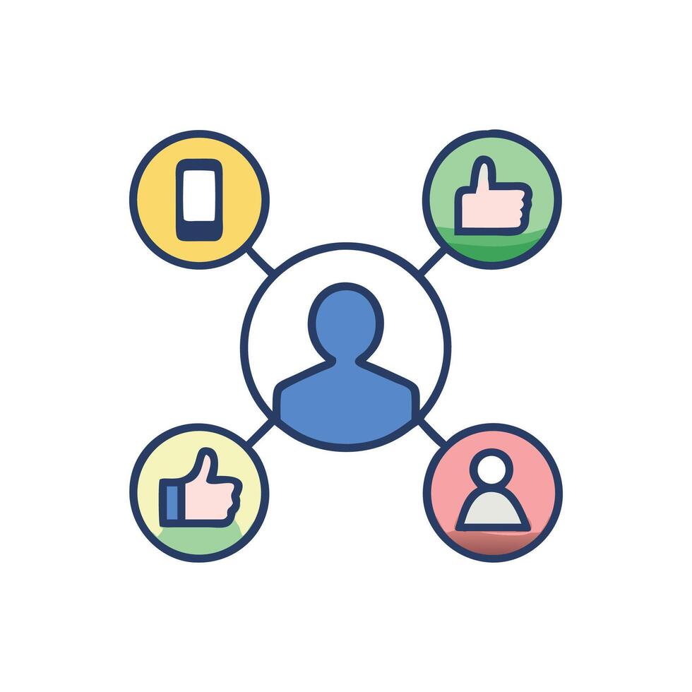 Social engagement network connecting people via phone and likes vector