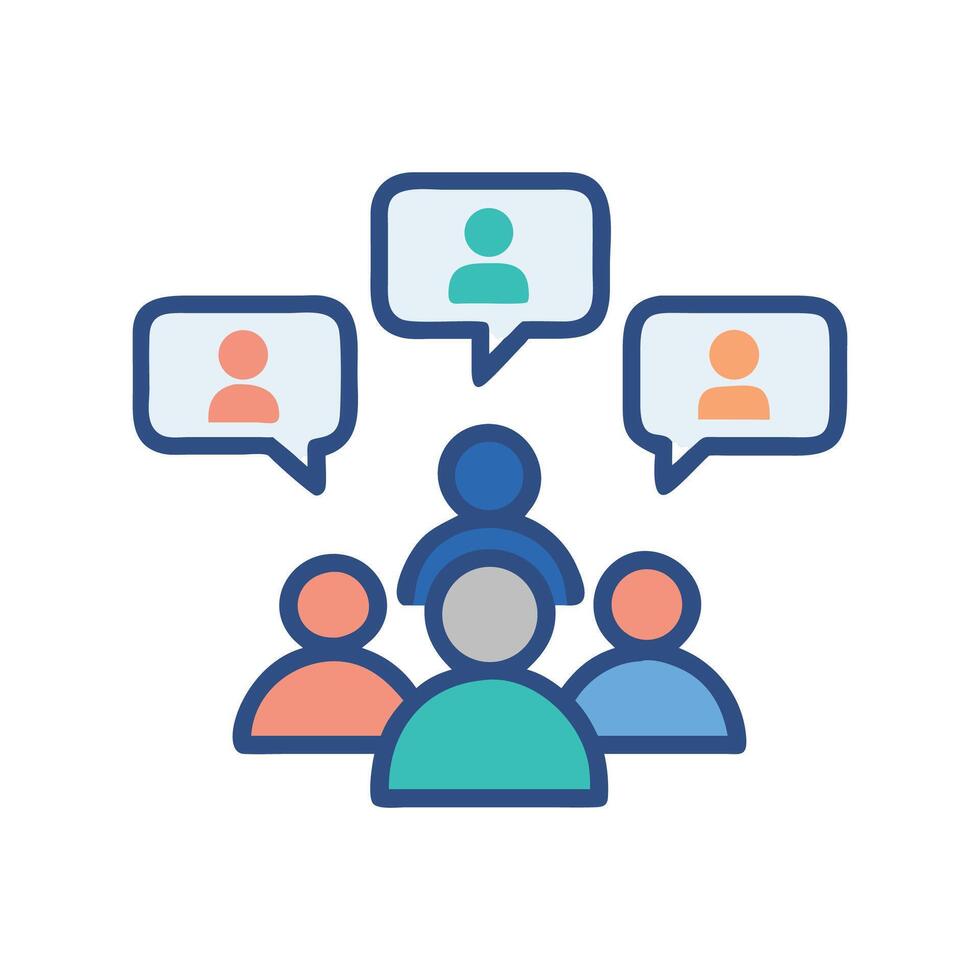 Group chat forum feedback, networking, and communication concept vector
