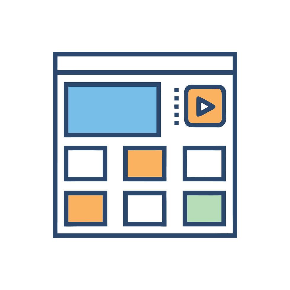 Digital media platform content grid, , and thumbnails vector