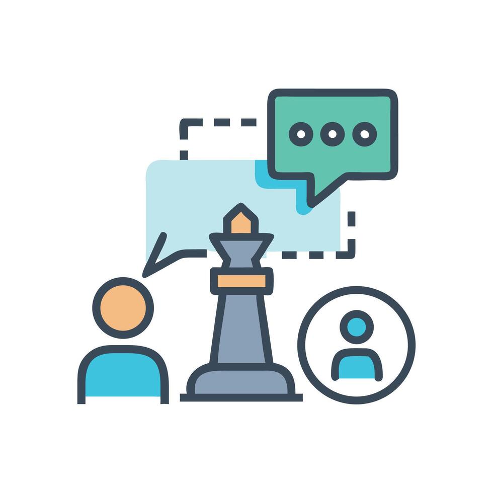 Strategic communication and networking with a chess symbol vector