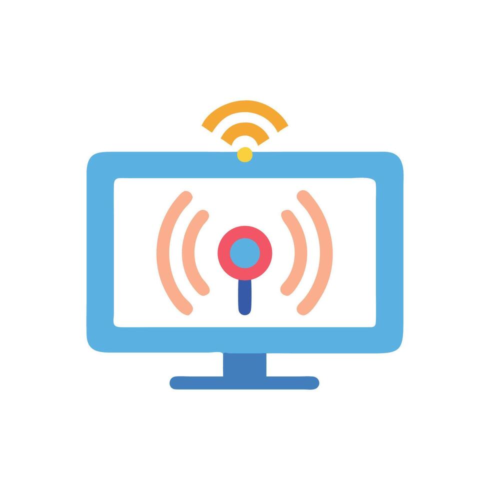 Smart TV with Wireless Connection, Digital Entertainment vector
