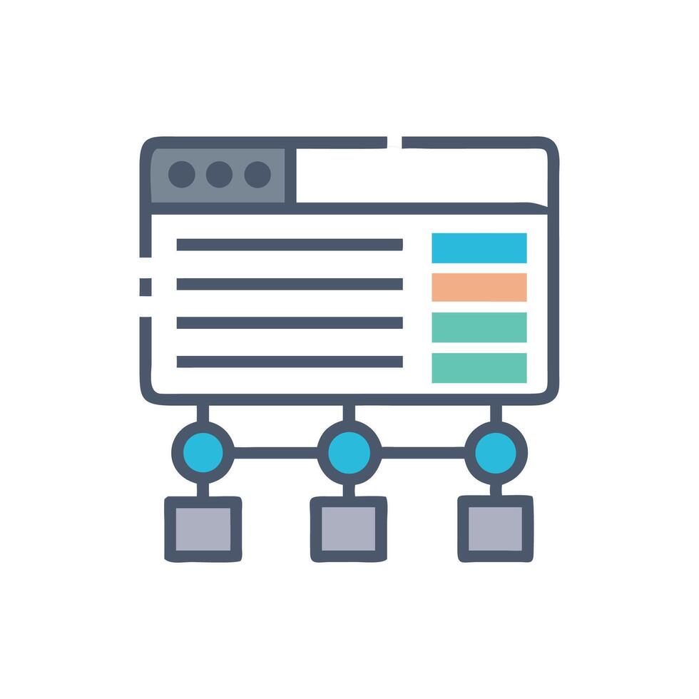 Website structure icon illustrating data architecture and connectivity vector