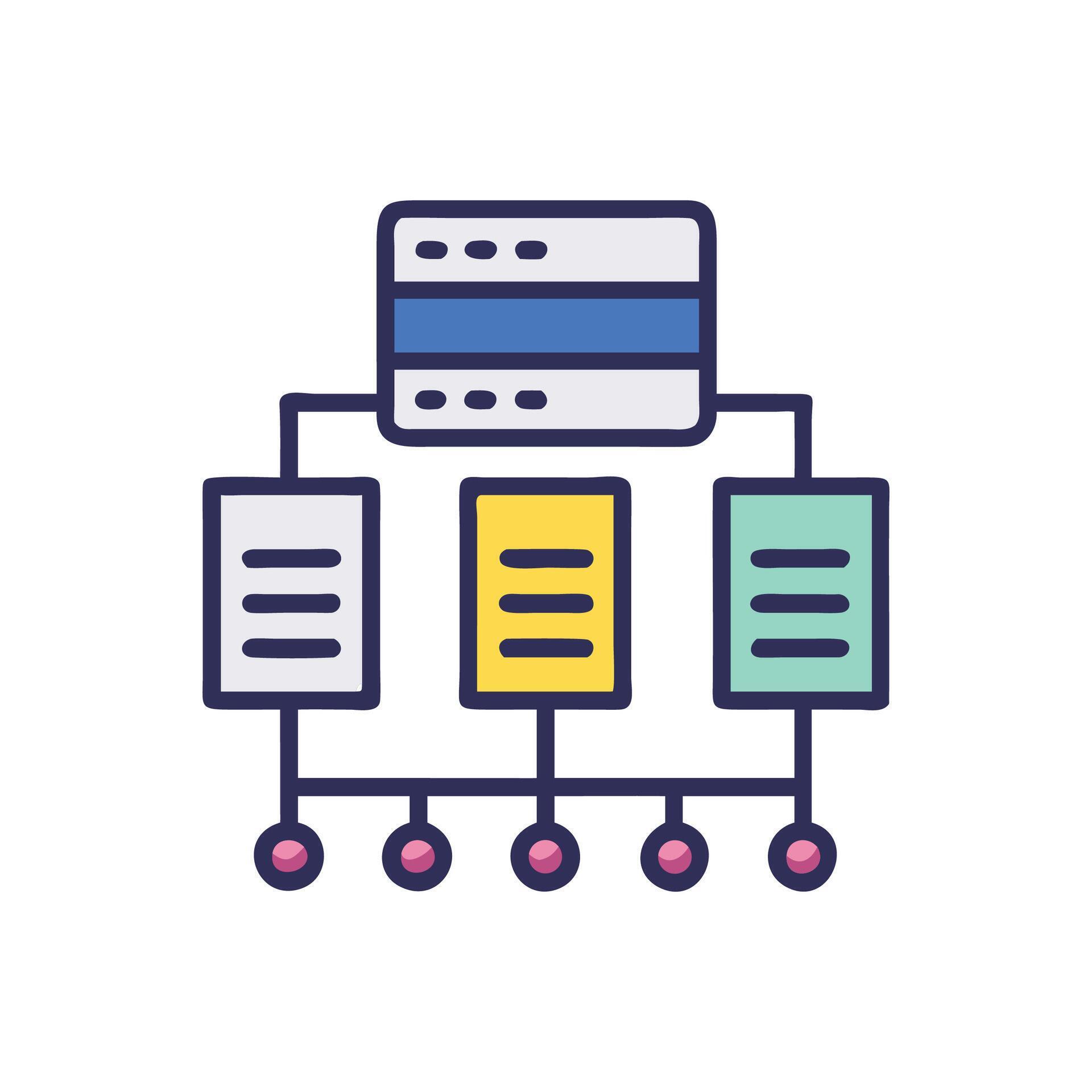 Data flow diagram of a server network illustration 65318465 Vector Art ...