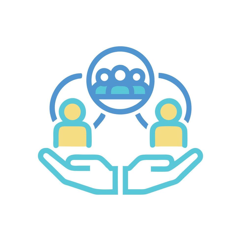 Support Group Icon with Two Hands and People vector