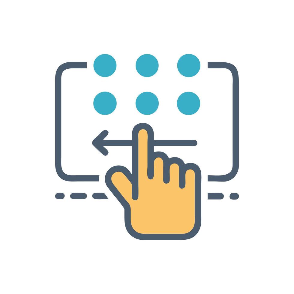 Braille keyboard touch input illustration with hand vector