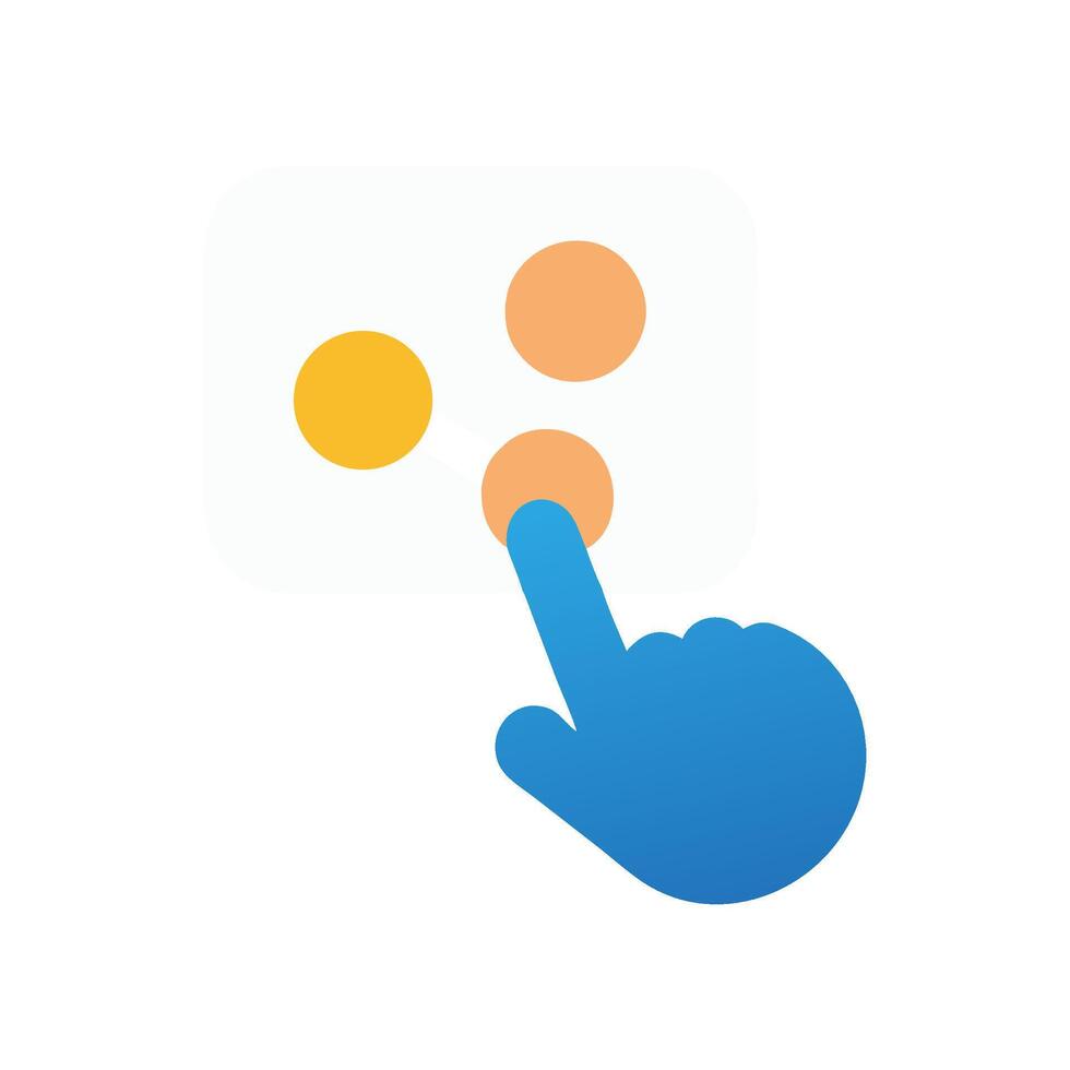 Hand touching connection points on interface, network illustration vector