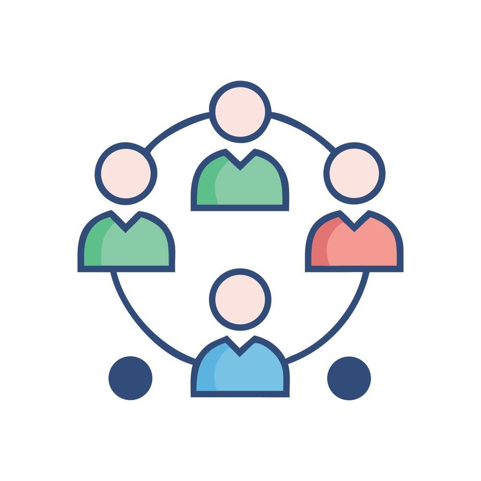 Network Connection Circle With People, Social Network Concept vector