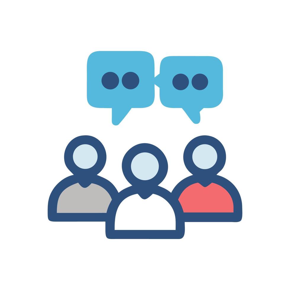 Team Communication Icon with Speech Bubbles and People vector