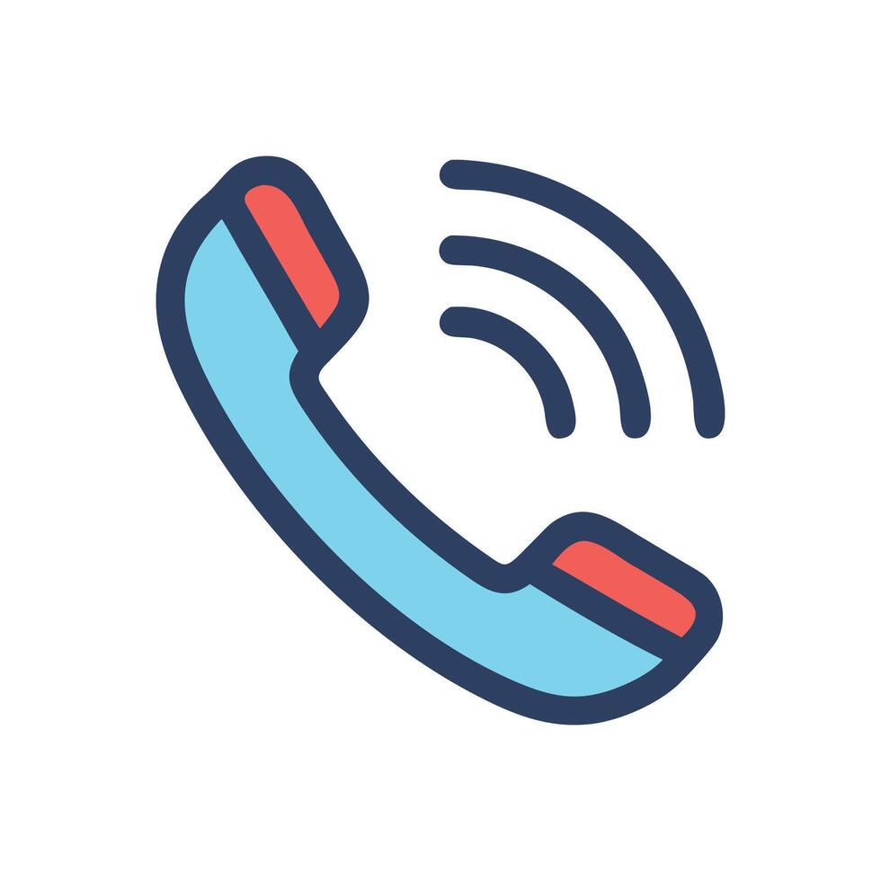 Ringing Phone Icon with Waves on Black Background vector