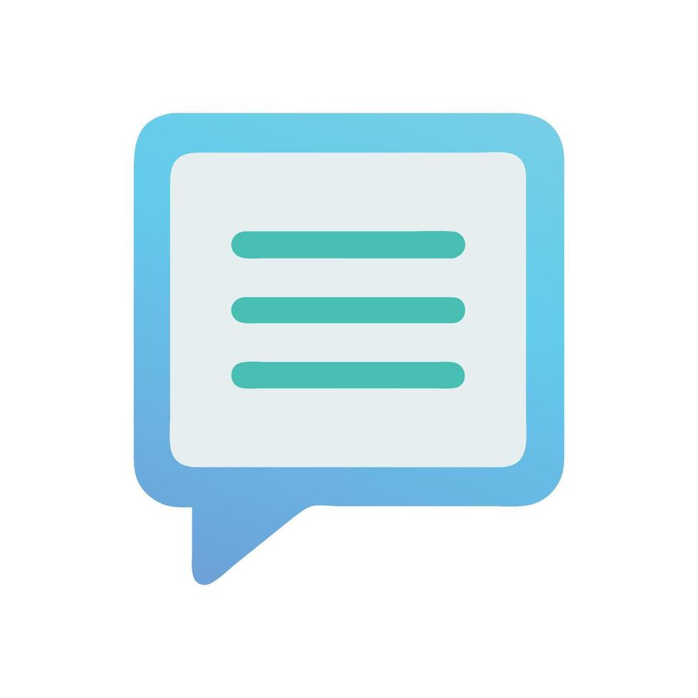 Light Blue Message Bubble Icon with Text Lines vector
