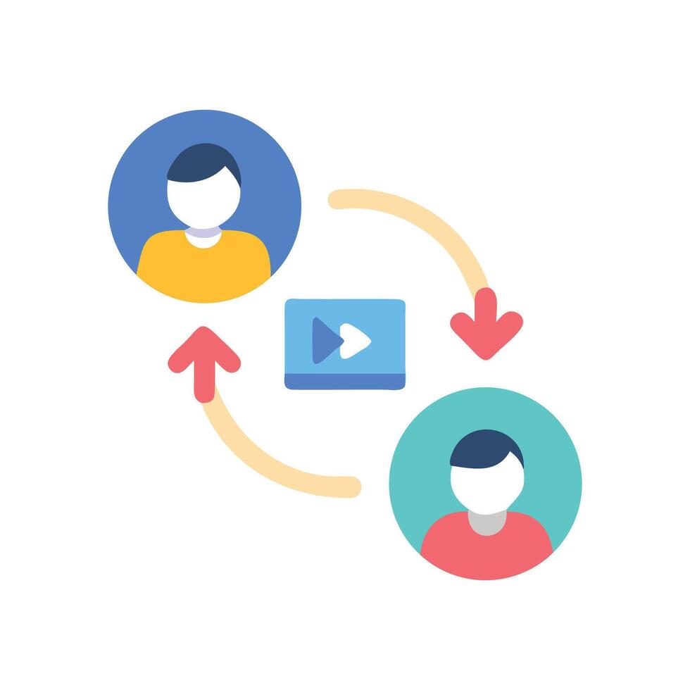 People sharing videos, exchanging videos, content exchange vector