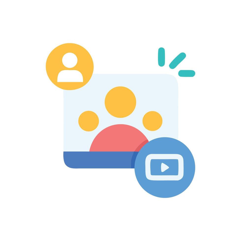 Online meeting, conference illustration on black background vector