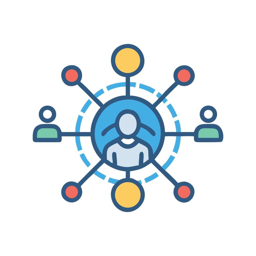 Social network, communication, human connection, business network icon vector