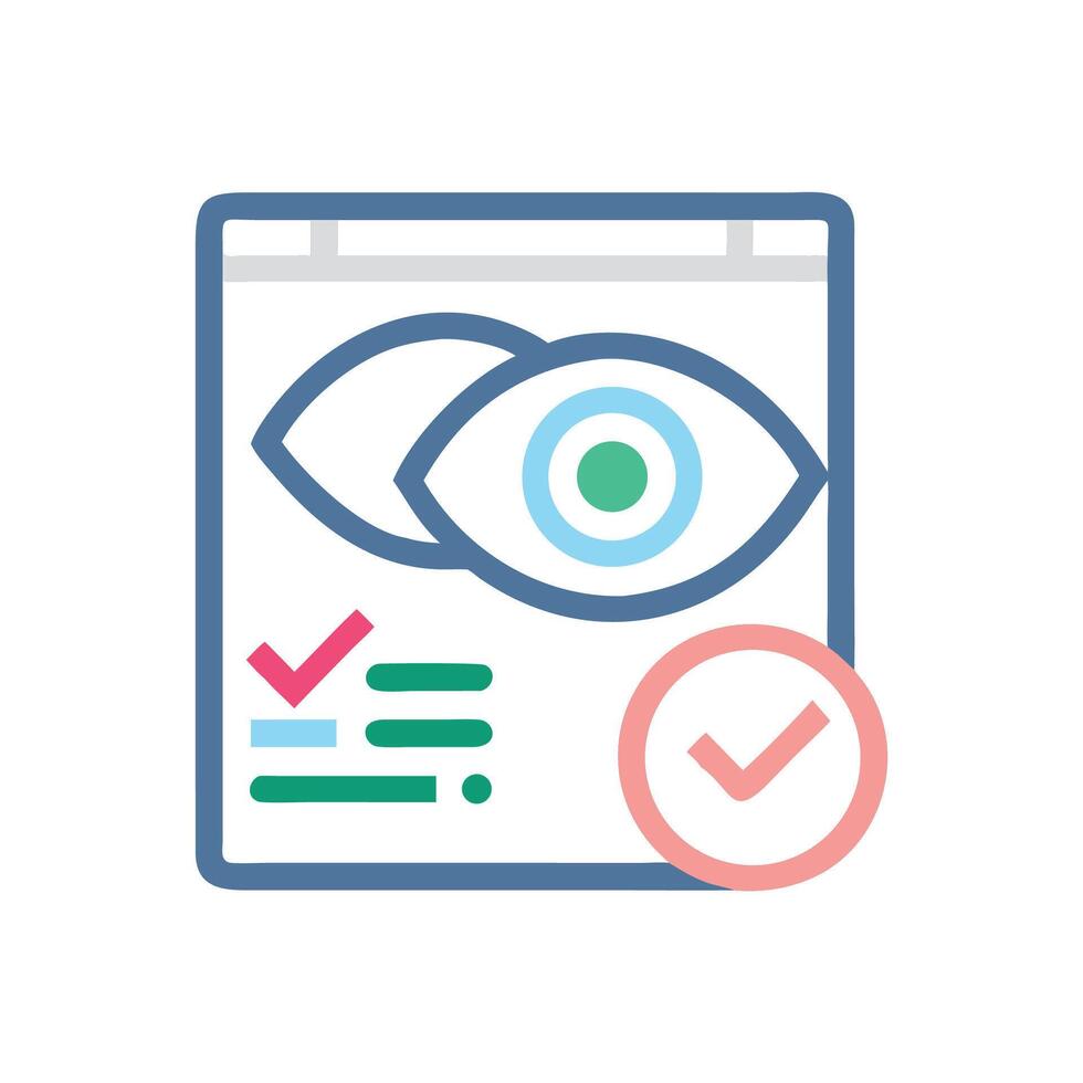 Privacy settings icon with eye, check, black background vector