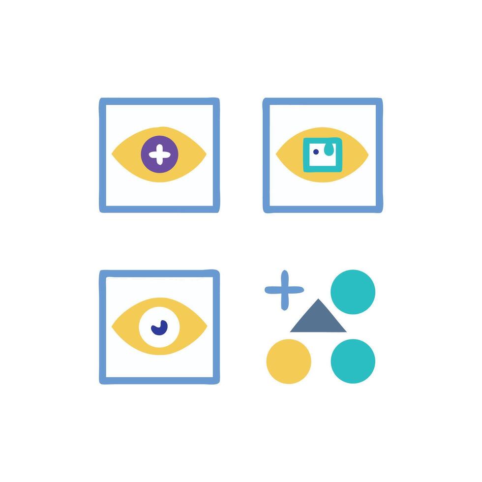 Abstract Eye Icons and Geometric Shapes Set Illustration vector