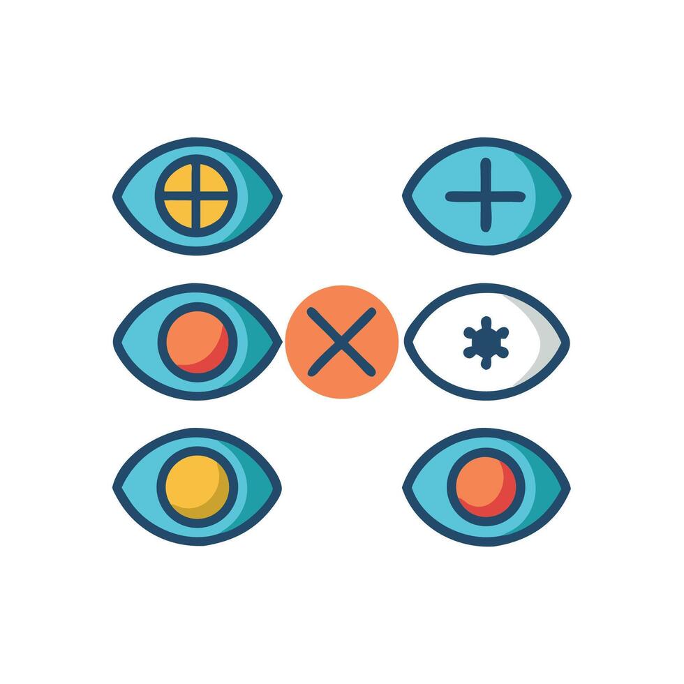 Eye Health Concept Eye Icons Representing Different Visual Conditions vector
