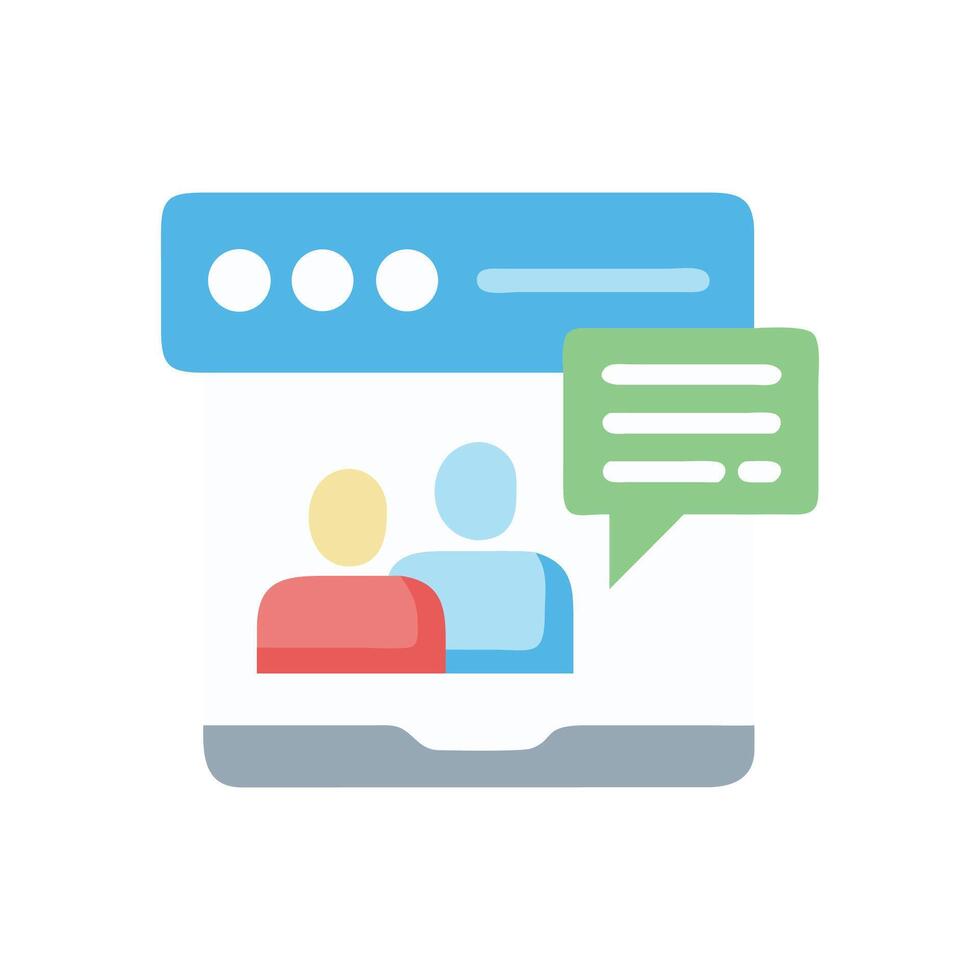 Online community icon with communication bubble and members vector