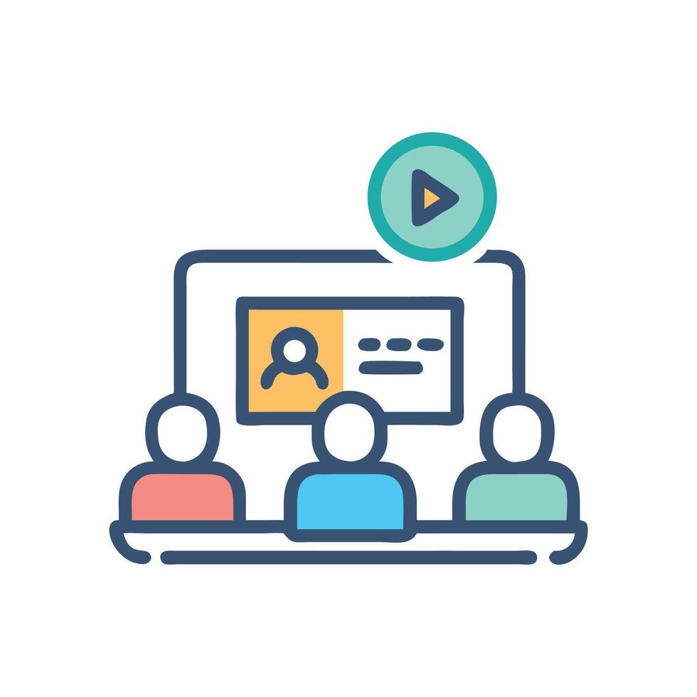 Online Training Meeting Icon, Virtual Conference Illustration vector