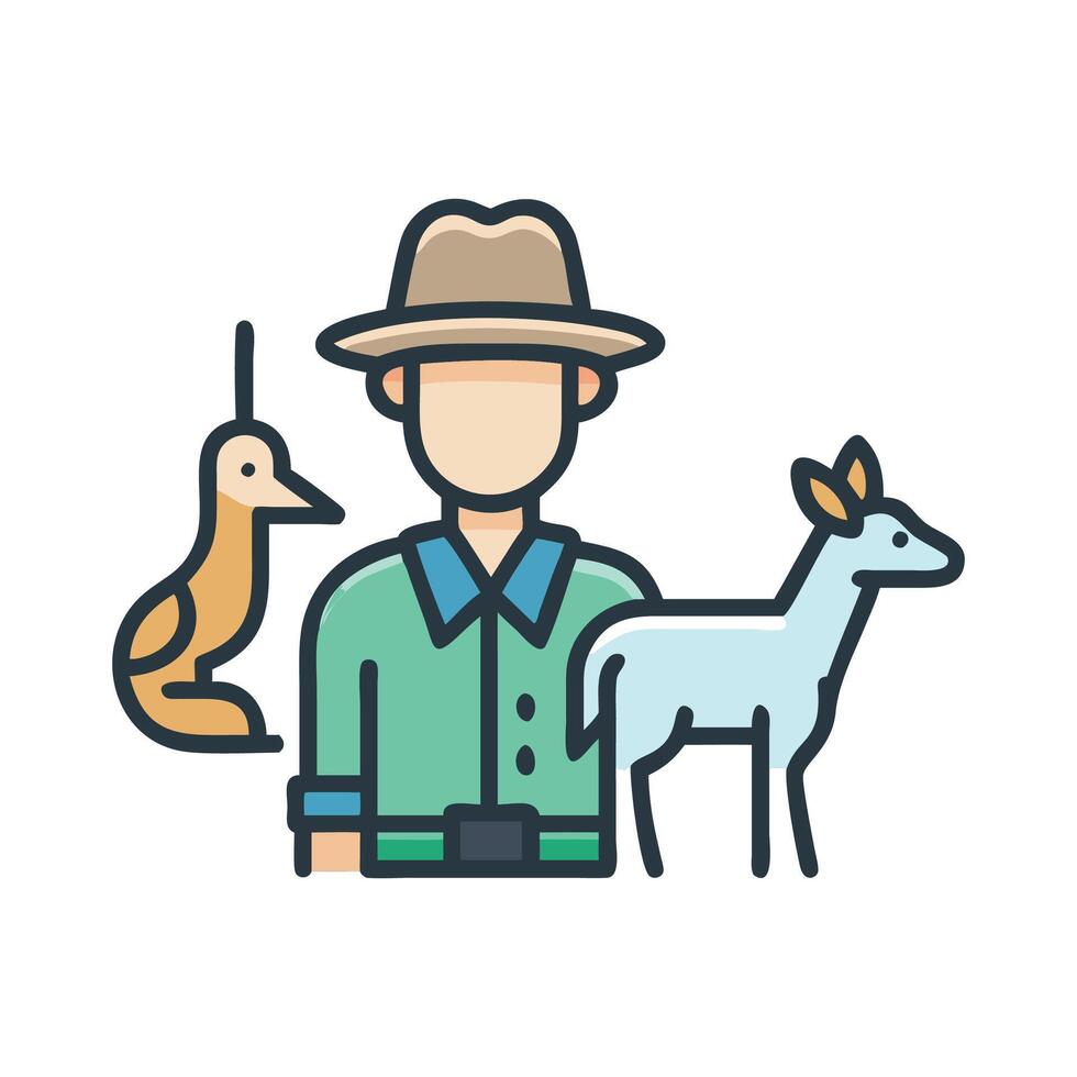 Hunter with deer and duck, icon illustration vector