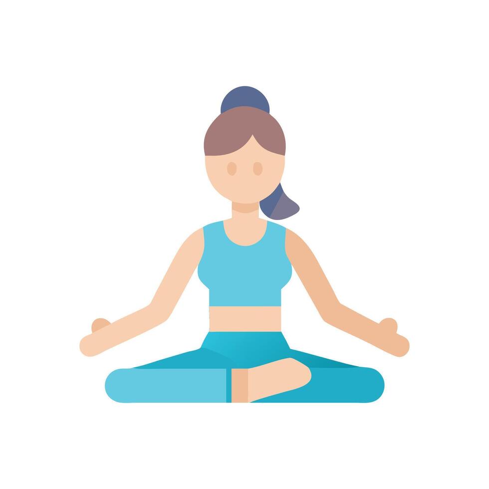 Flat Illustration of Woman Meditating in Lotus Pose vector
