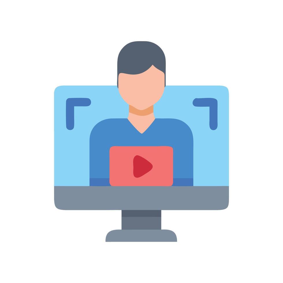Call Icon on Monitor for Online Meeting vector