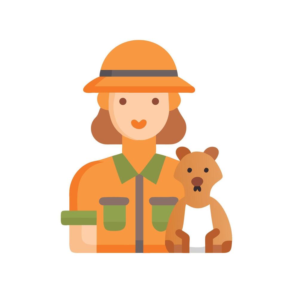 Cartoon zoologist with a bear cub illustration vector
