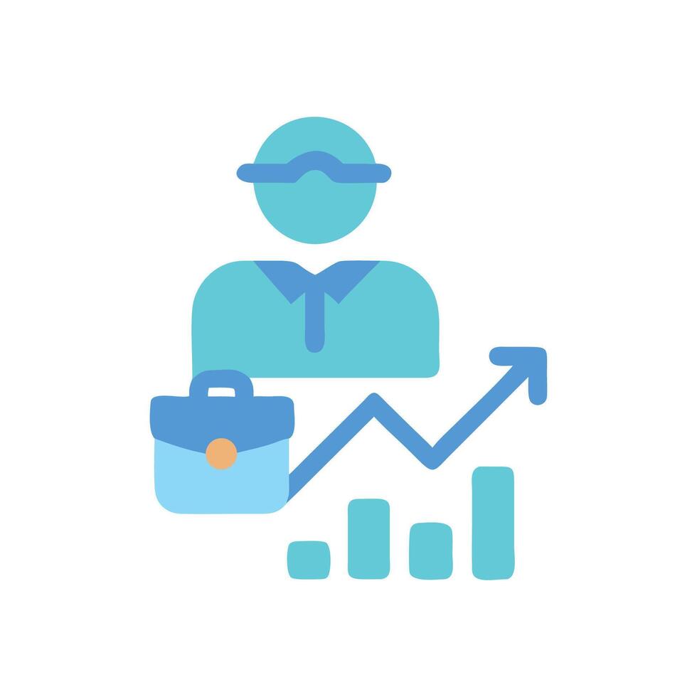 Business Growth Strategy with Charts, Arrow, and Executive vector