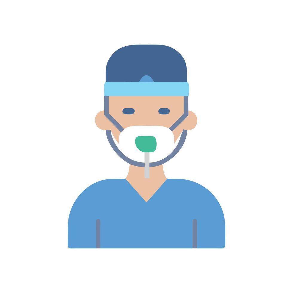 Doctor with Mask, Surgeon Medical Professional Icon Illustration vector