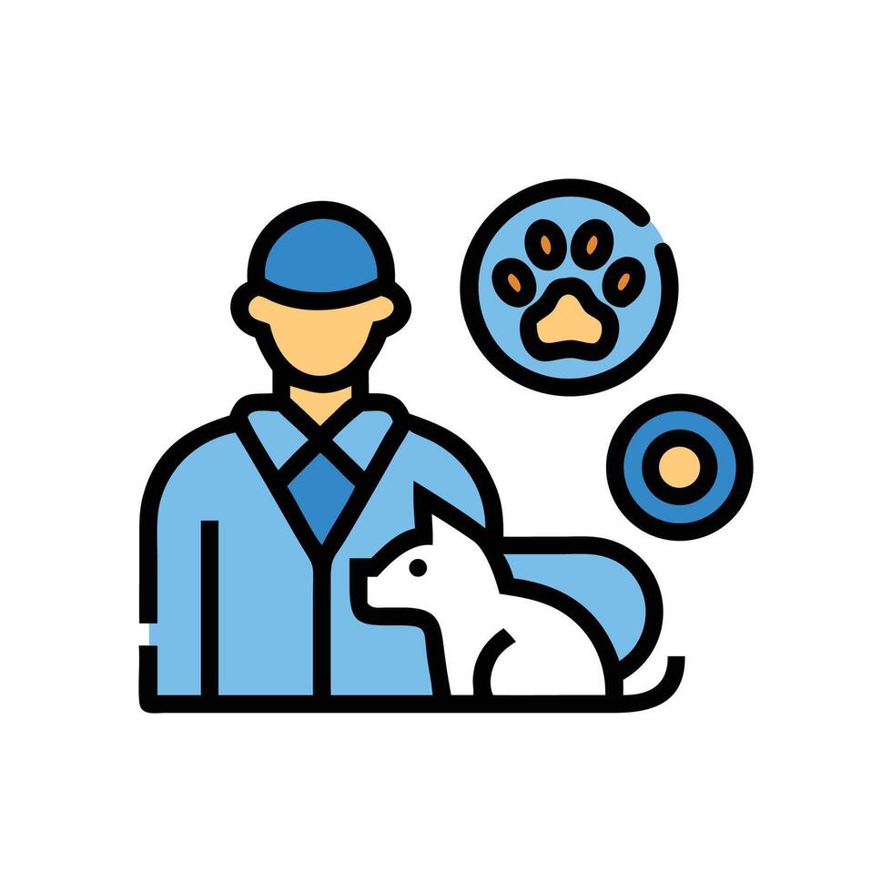Veterinarian with Cat and Paw Icon, Pet Care vector