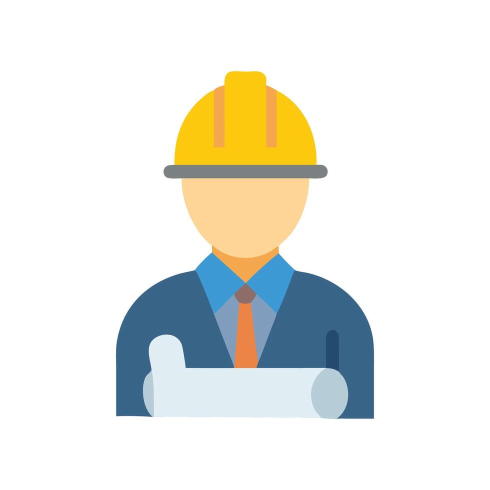 Architect with blueprint icon on black background vector