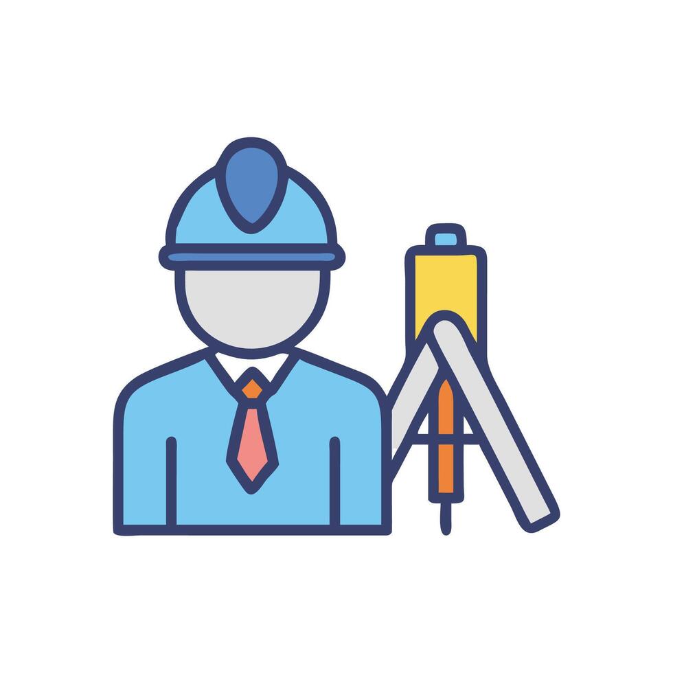 Surveyor icon in cartoon style on black background vector