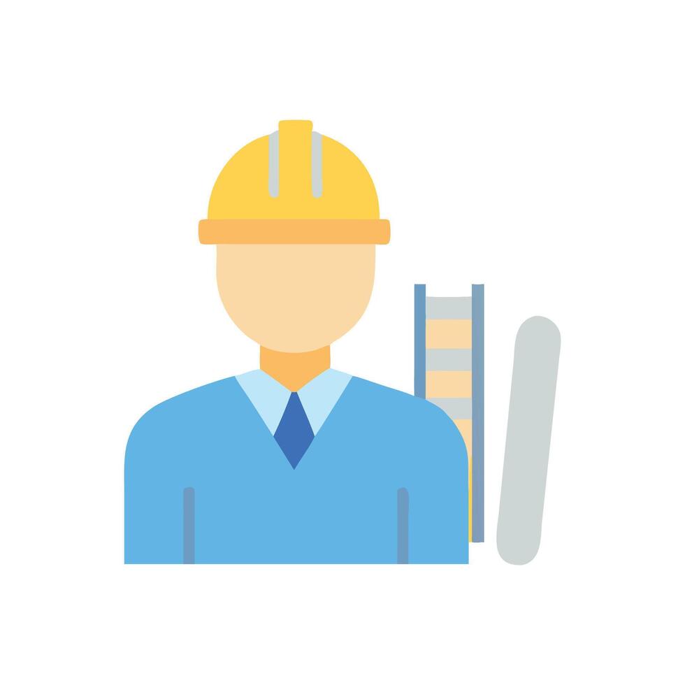 Construction Worker with Hard Hat and Blueprints Icon vector