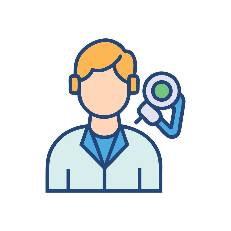 Audiologist Icon Hearing Test with Audiometry Concept Design vector