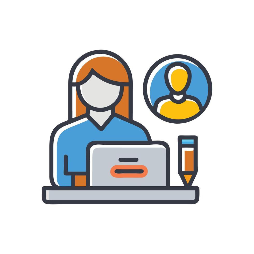 Online meeting with team discussion and collaboration illustration vector