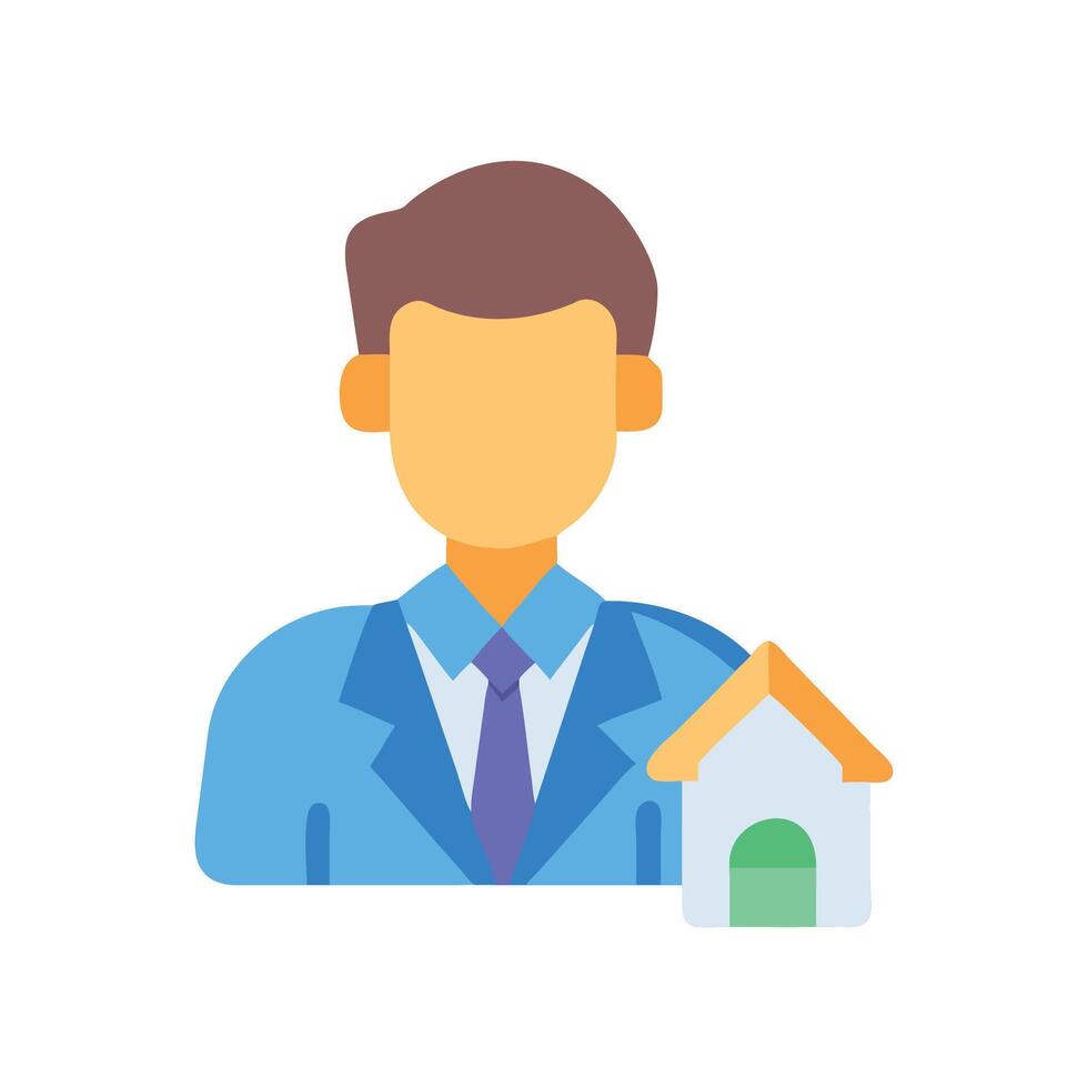 Real estate agent illustration with house on black vector