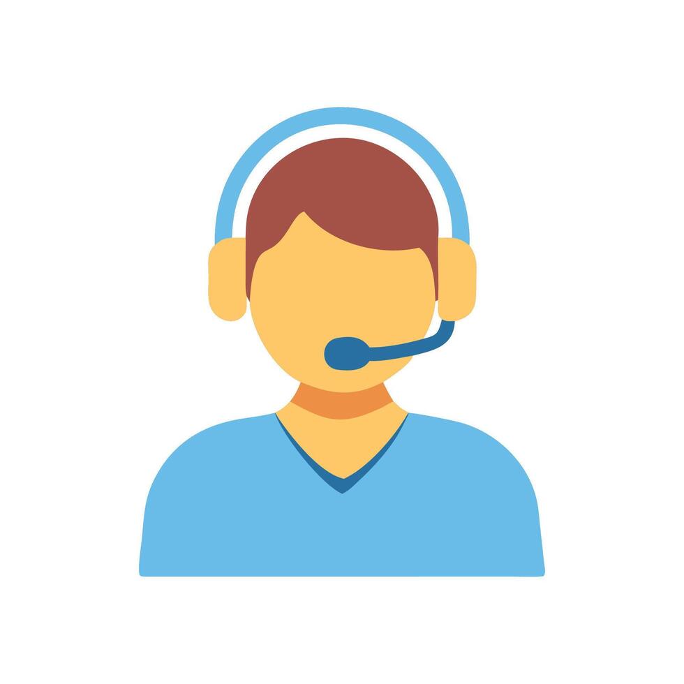 Customer Service Icon with Headset on Black Background vector