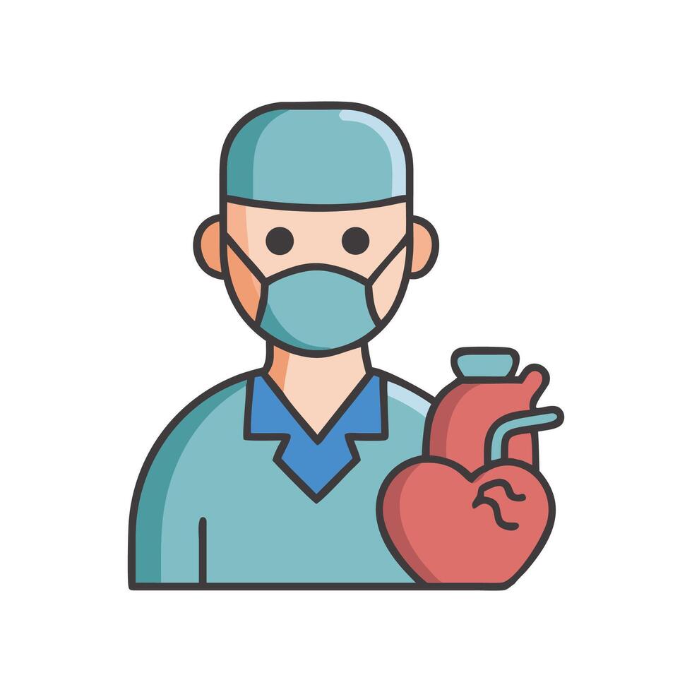Cardiologist with heart icon, surgeon with heart disease vector