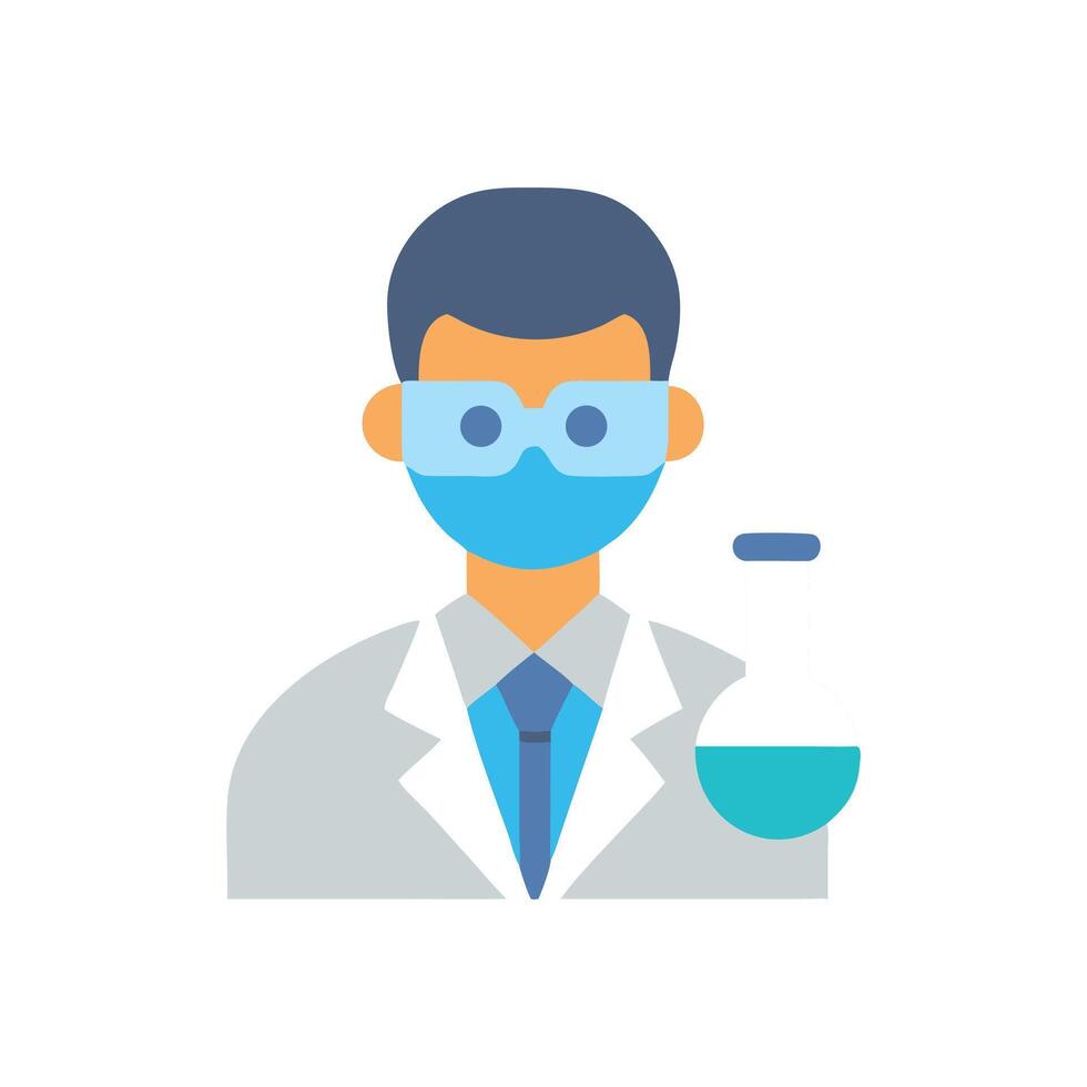 Scientist with Beaker Illustration Icon for Medical Research vector