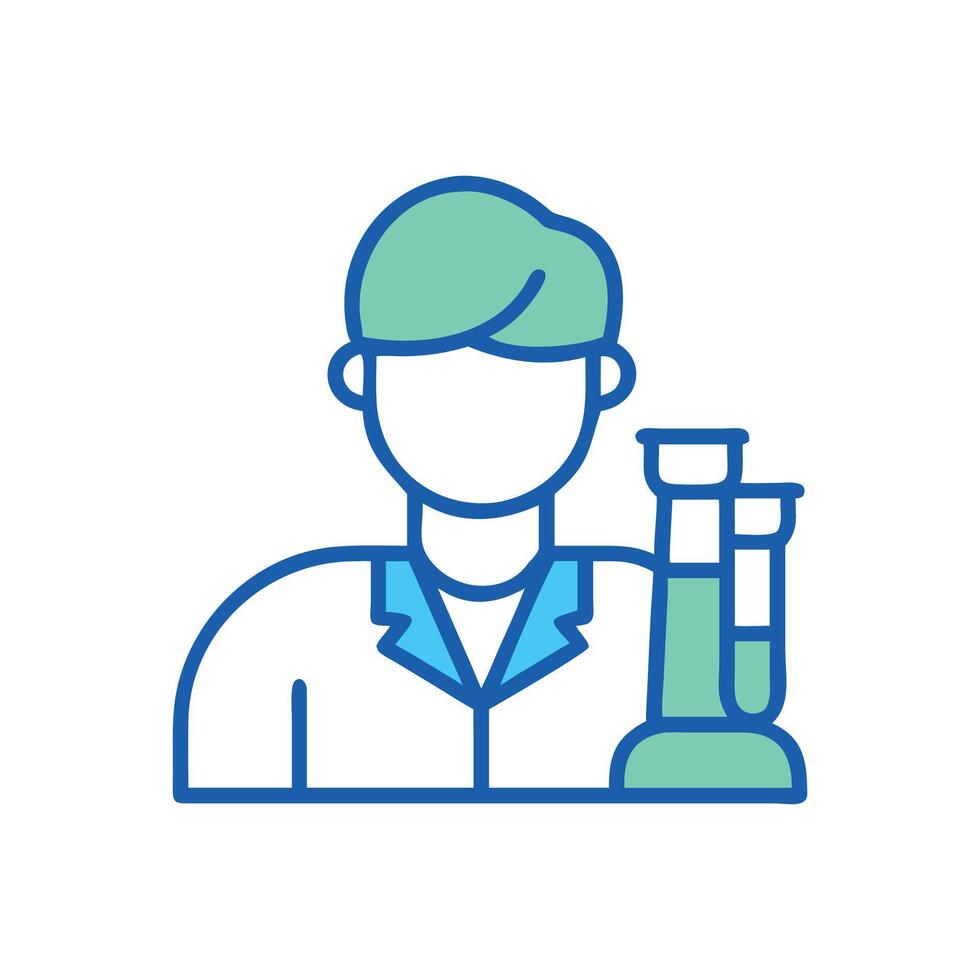 Scientist Icon with Test Tubes Isolated on Black vector