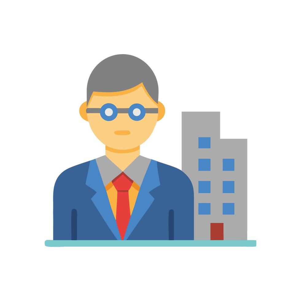Real Estate Agent Icon with Building on Black Background vector