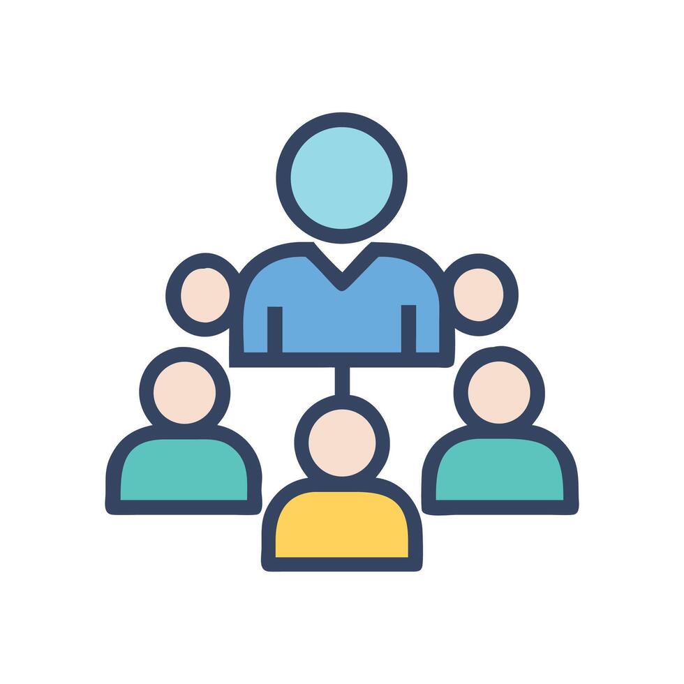 Colorful team management hierarchy icon on black background vector