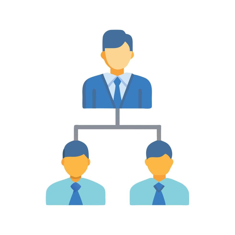 Company hierarchy chart showing management and staff members vector