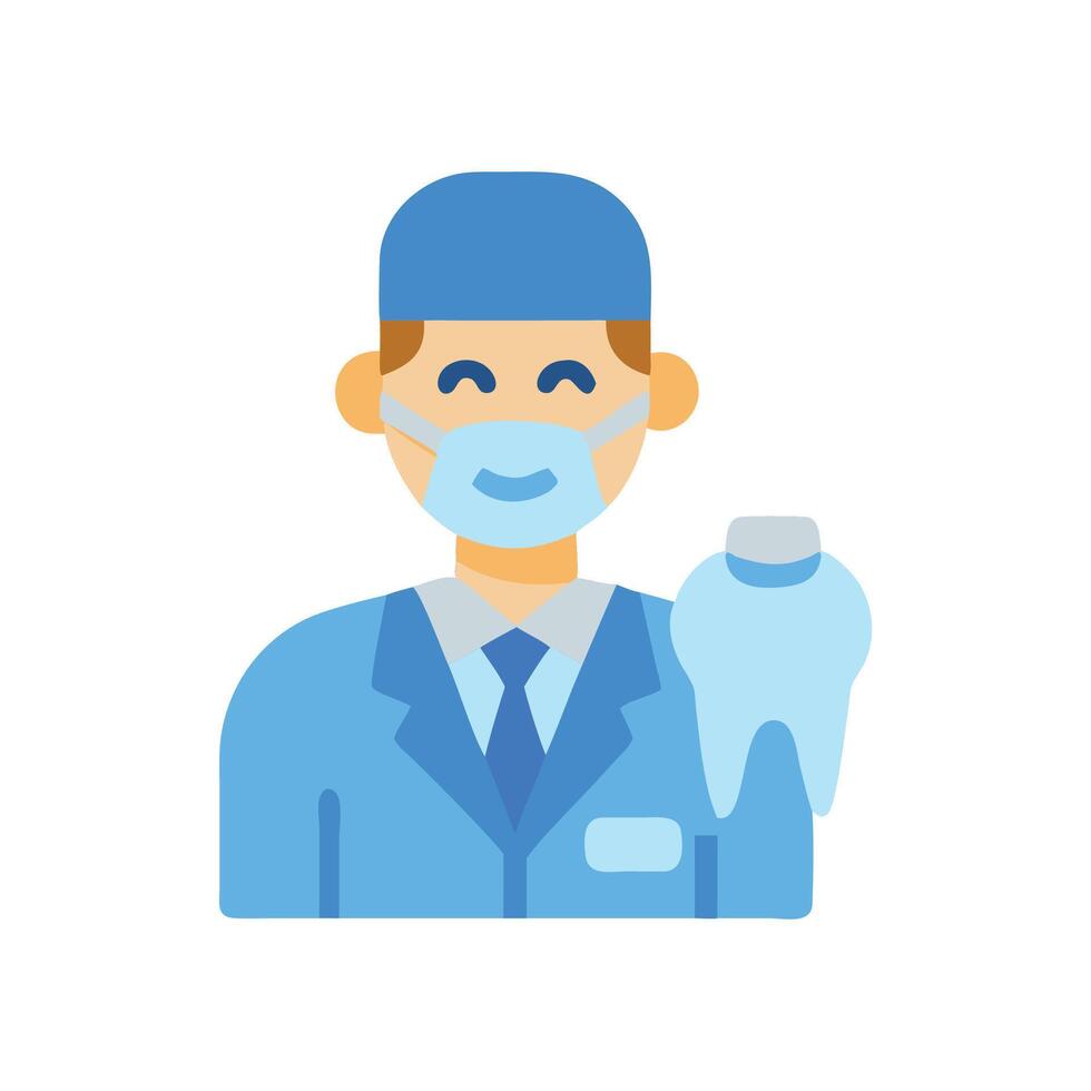 Happy dentist holding a tooth flat illustration vector