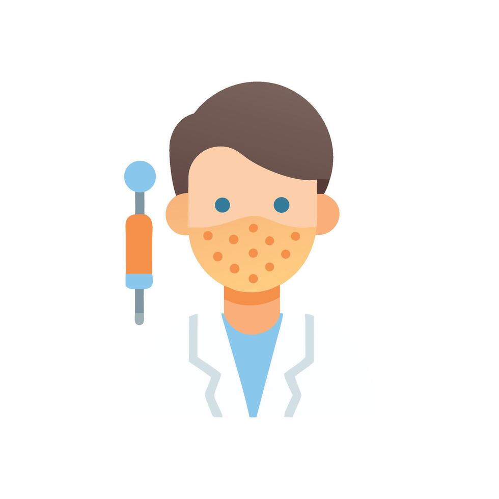 Dentist with Problematic Acne, Flat Design Illustration vector