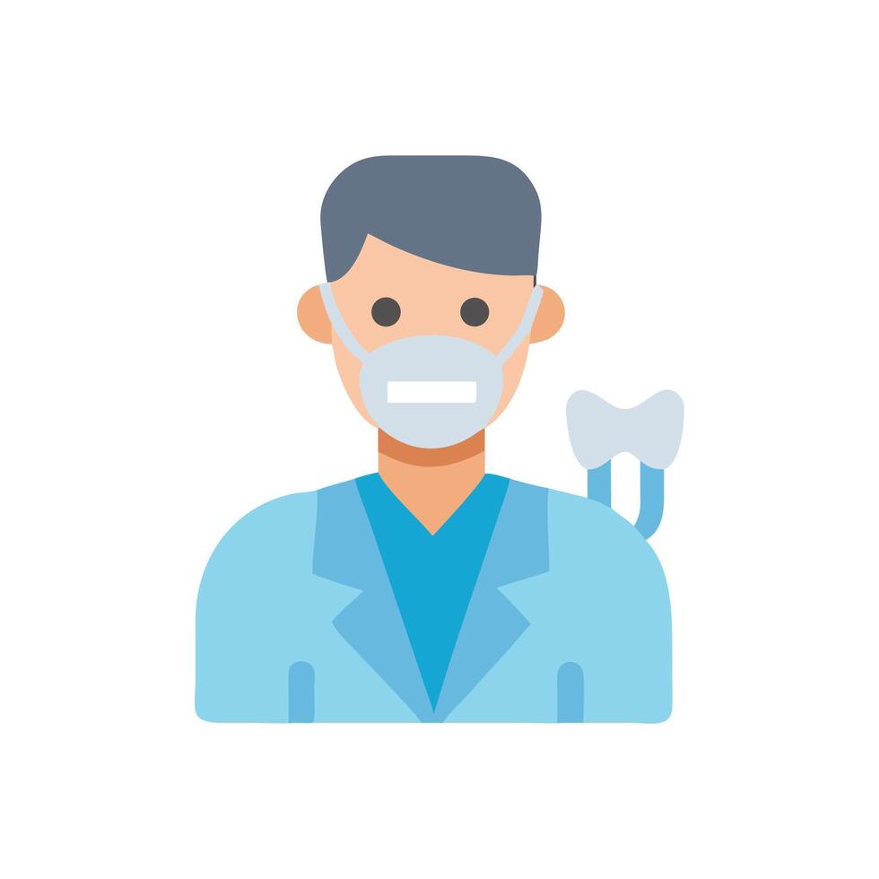 Cartoon Dentist with Tooth Icon and Face Mask vector