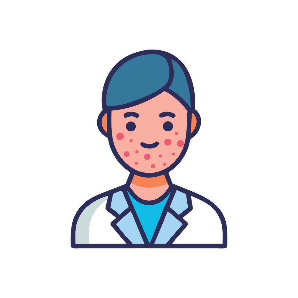 Illustration of Person with Acne in Lab Coat vector