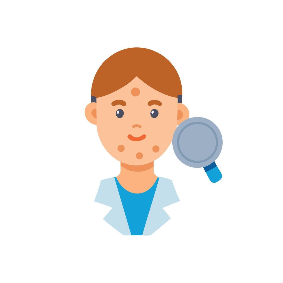 Dermatologist checks skin condition with magnifying glass illustration vector
